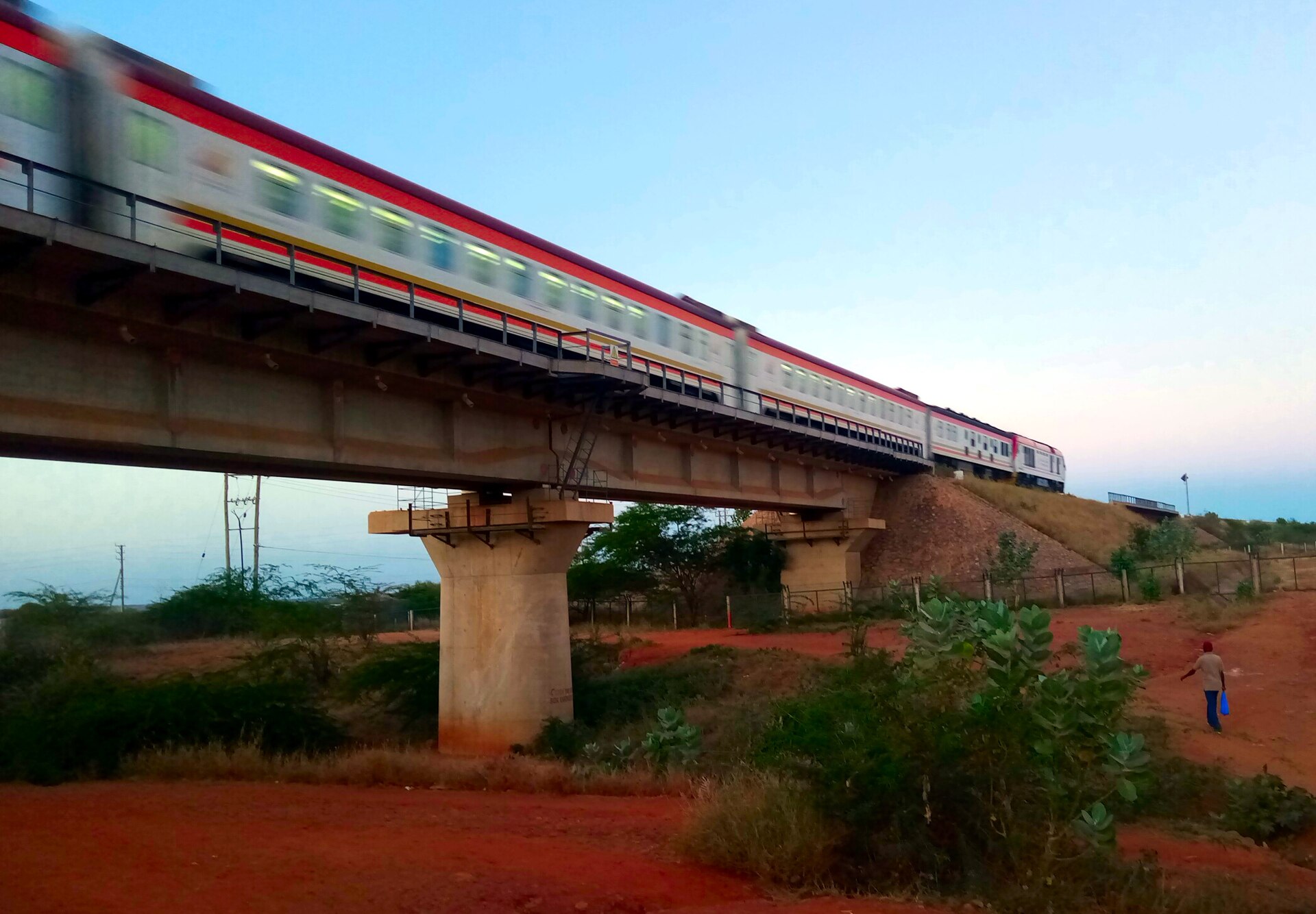 Madaraka Express SGR train crossing Kenya