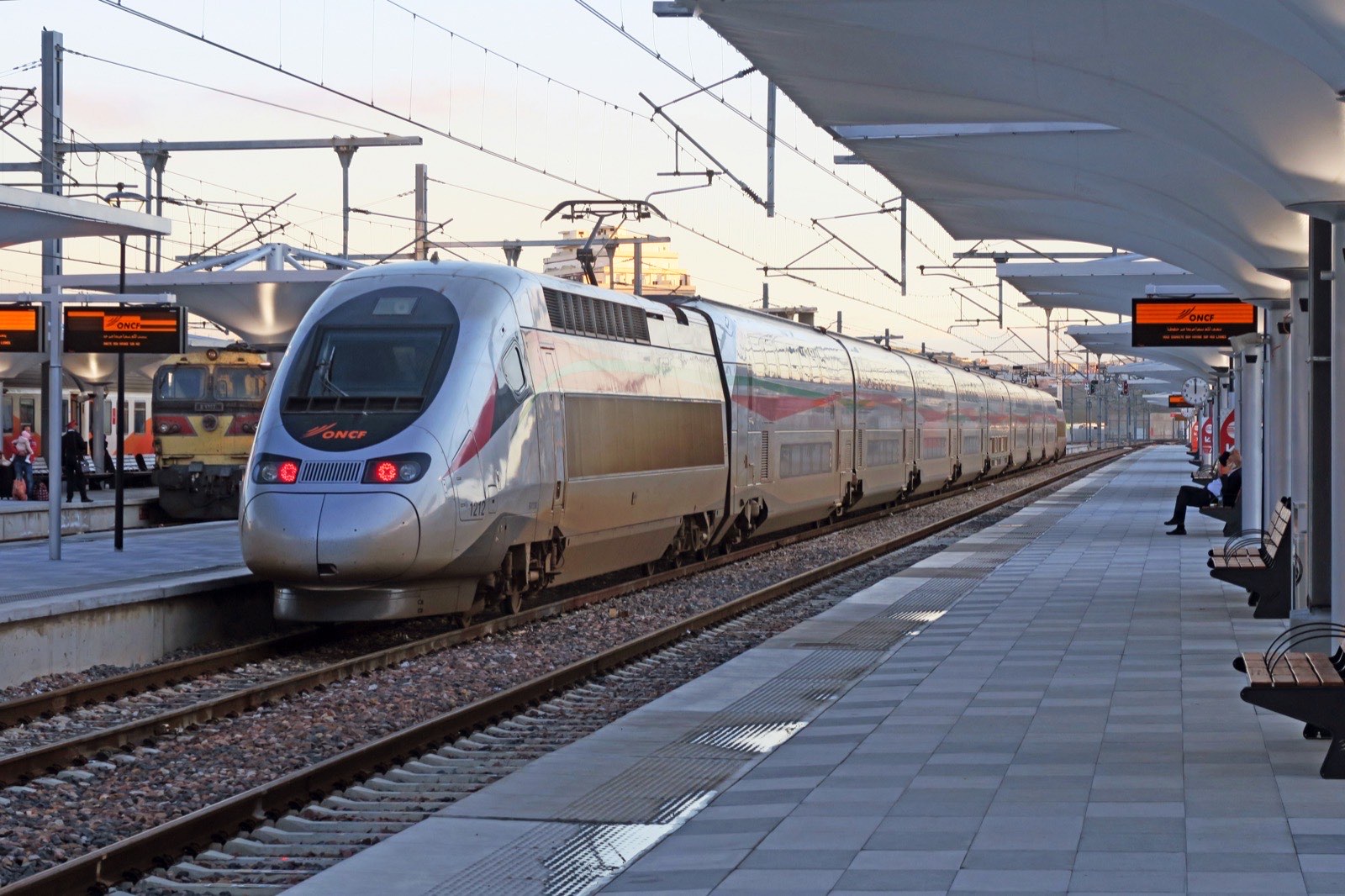 Al Boraq high-speed train at Tanger Ville station in Morocco