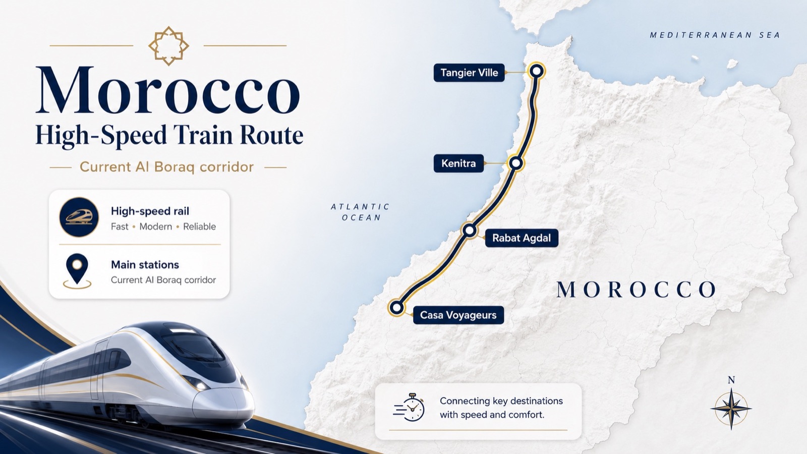 Morocco high-speed railway network map