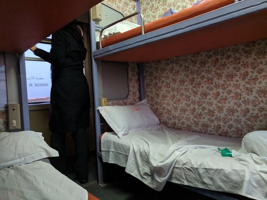 ONCF four-berth couchette in a Moroccan night train