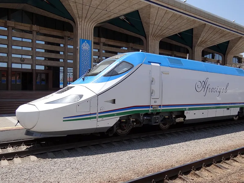 Afrosiyob high-speed train at Samarkand station
